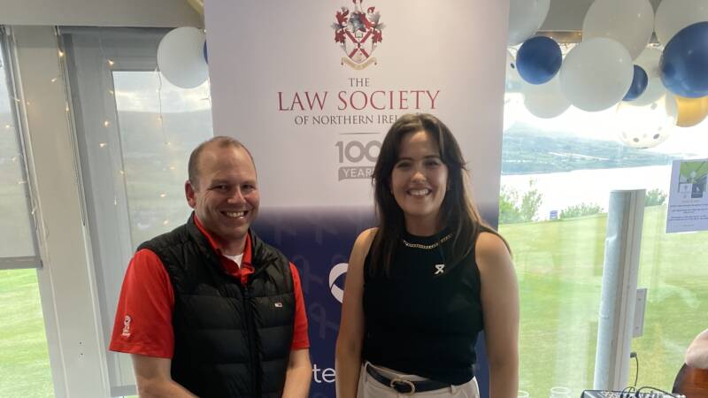 LSNI President Colin Mitchell and head of White Ribbon NI Tahnee McCorry at the event