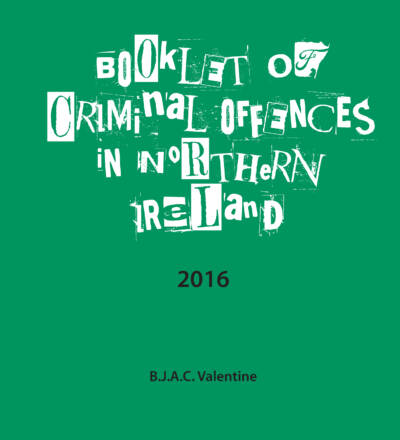 Image of cover for the publication Booklet of Criminal Offences in Northern Ireland